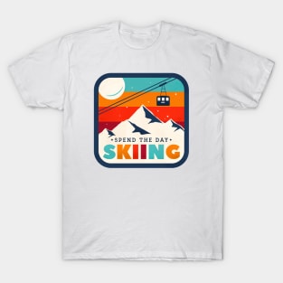 Spend The Day Skiing-Ski Badge T-Shirt